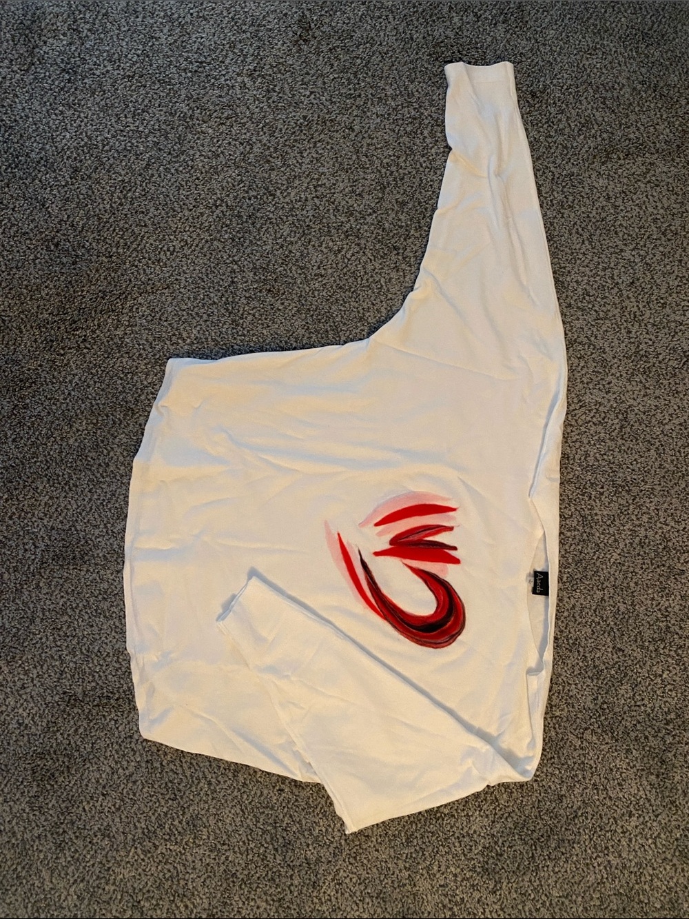 White Womens Long Sleeve sweater Top with Red abstract “heart” Graphic